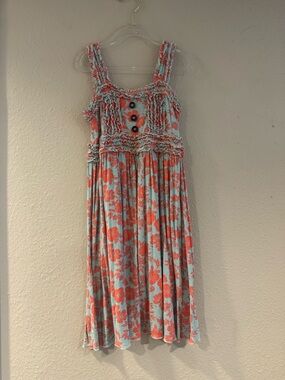 Matilda Jane Emilia Coral Floral Dress on Aqua